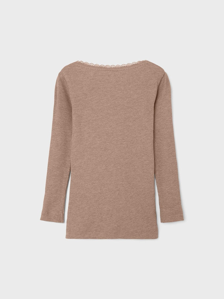 Mädchen Langarmshirt Rippshirt hochwertig  Rose Braun edel
