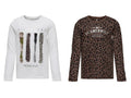 Mädchen Langarmshirt Doppelpack Glitzer Geschenkset Leo Braun Weiß
