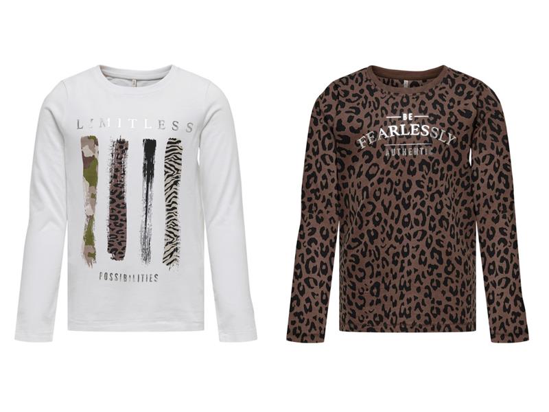 Mädchen Langarmshirt Doppelpack Glitzer Geschenkset Leo Braun Weiß