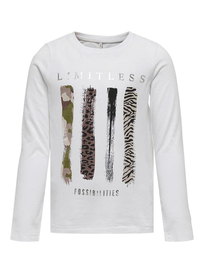 Mädchen Langarmshirt Doppelpack Glitzer Geschenkset Leo Braun Weiß 15275810 Only
