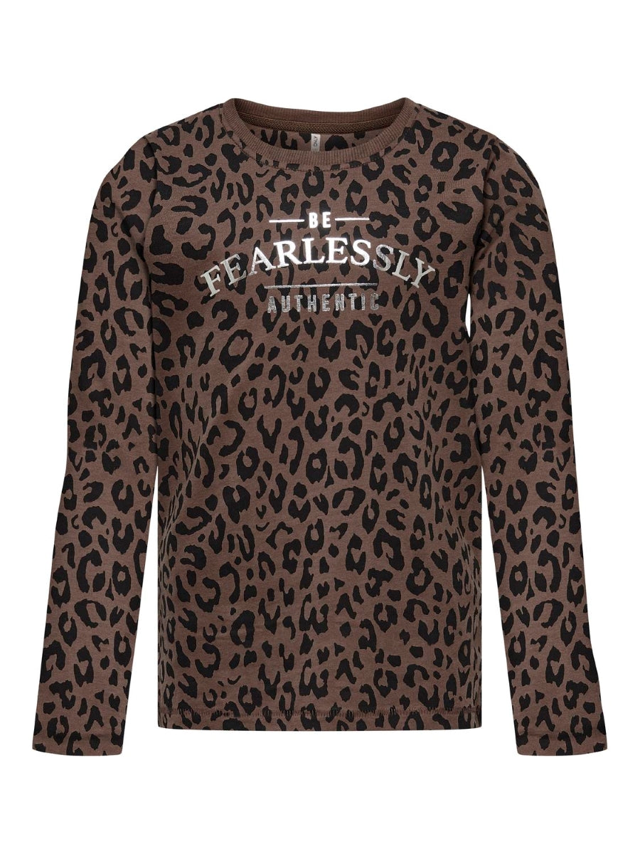 Mädchen Langarmshirt Doppelpack Glitzer Geschenkset Leo Braun Weiß