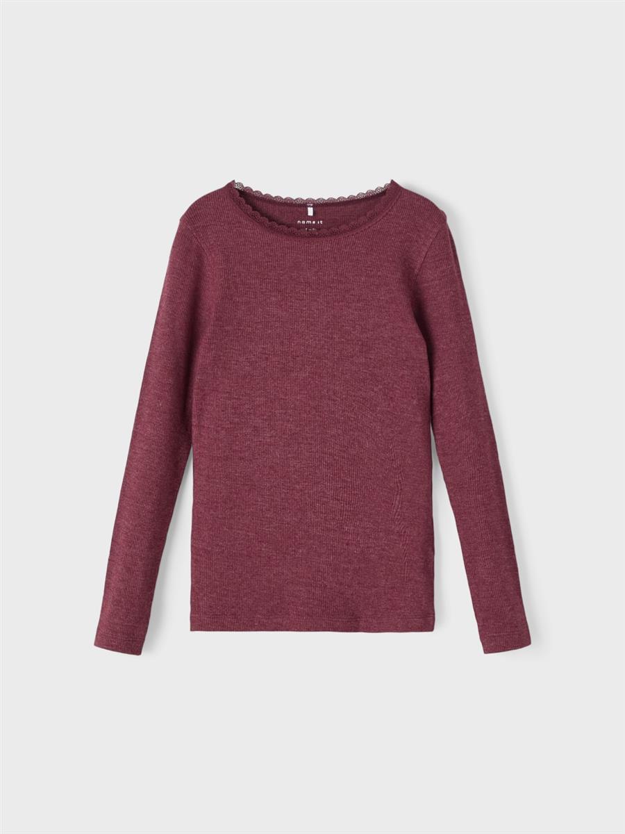 Mädchen Langarmshirt Rippshirt Rose Braun Weinrot  edel weich Teenager
