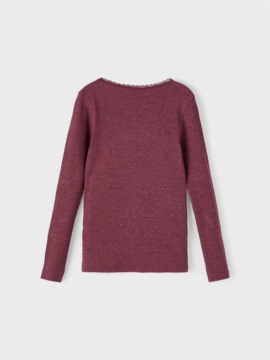 Mädchen Langarmshirt Rippshirt Rose Braun Weinrot  edel weich Teenager