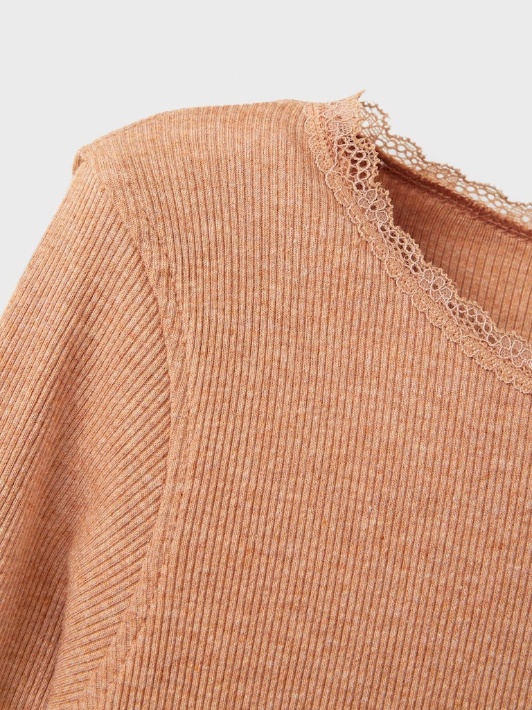Mädchen Langarmshirt Rippshirt Rose Braun Weinrot  edel weich Teenager
