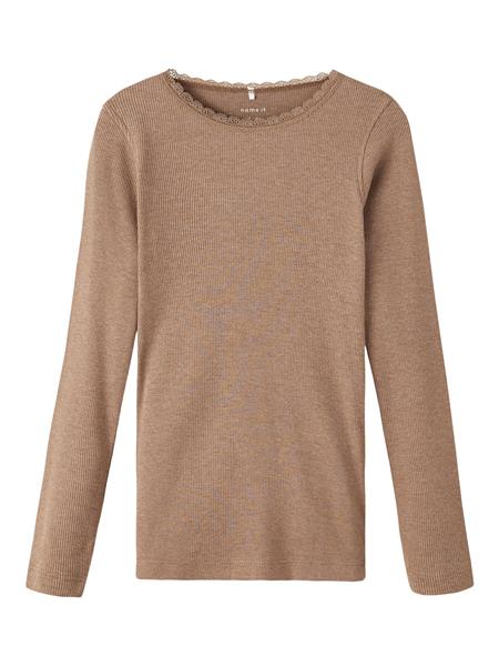 Mädchen Langarmshirt Rippshirt Rose Braun Weinrot  edel weich Teenager