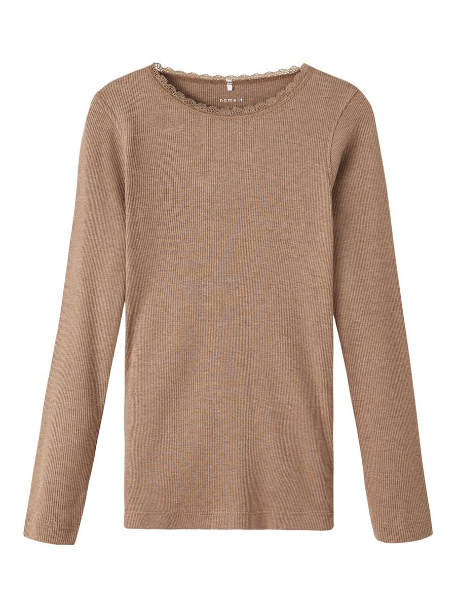 Mädchen Langarmshirt Rippshirt Rose Braun Weinrot  edel weich Teenager