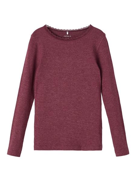 Mädchen Langarmshirt Rippshirt Rose Braun Weinrot  edel weich Teenager