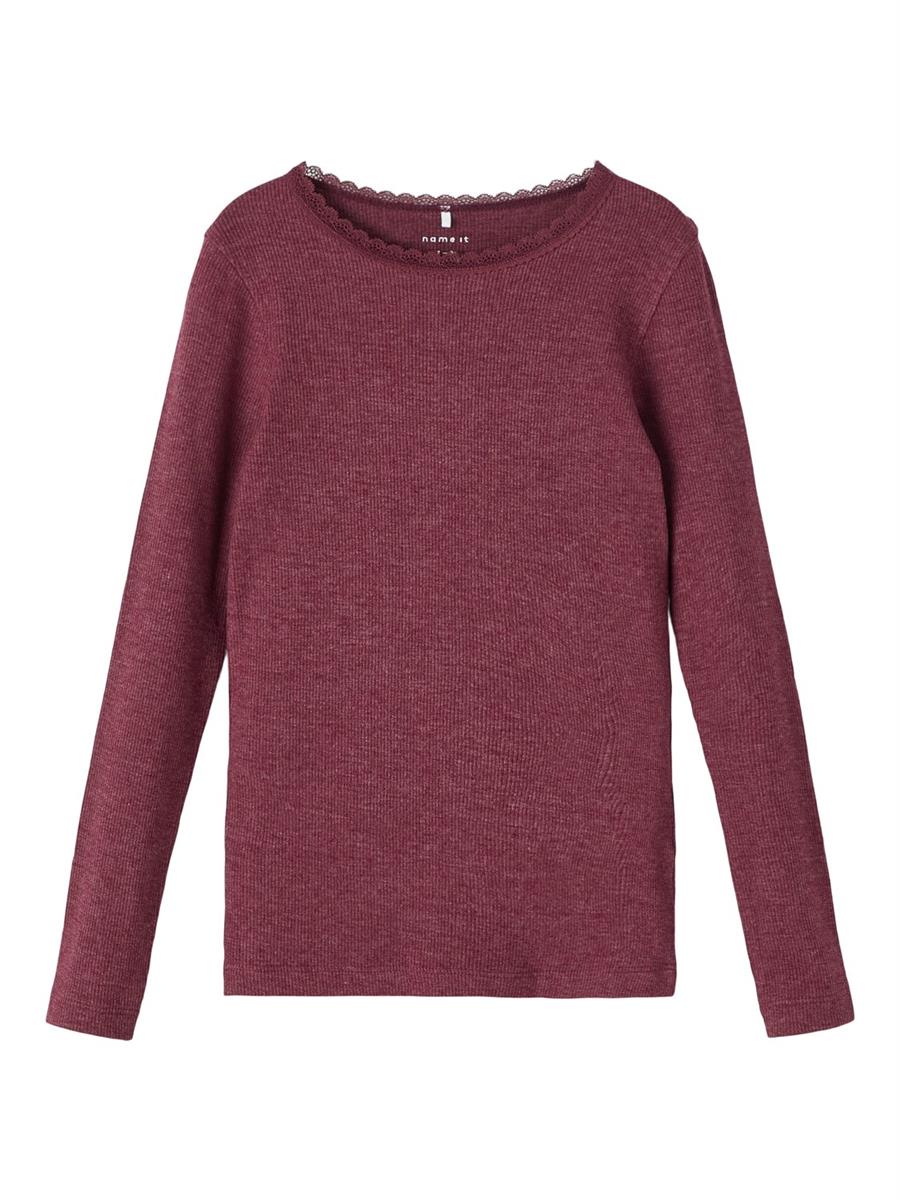 Mädchen Langarmshirt Rippshirt Rose Braun Weinrot  edel weich Teenager