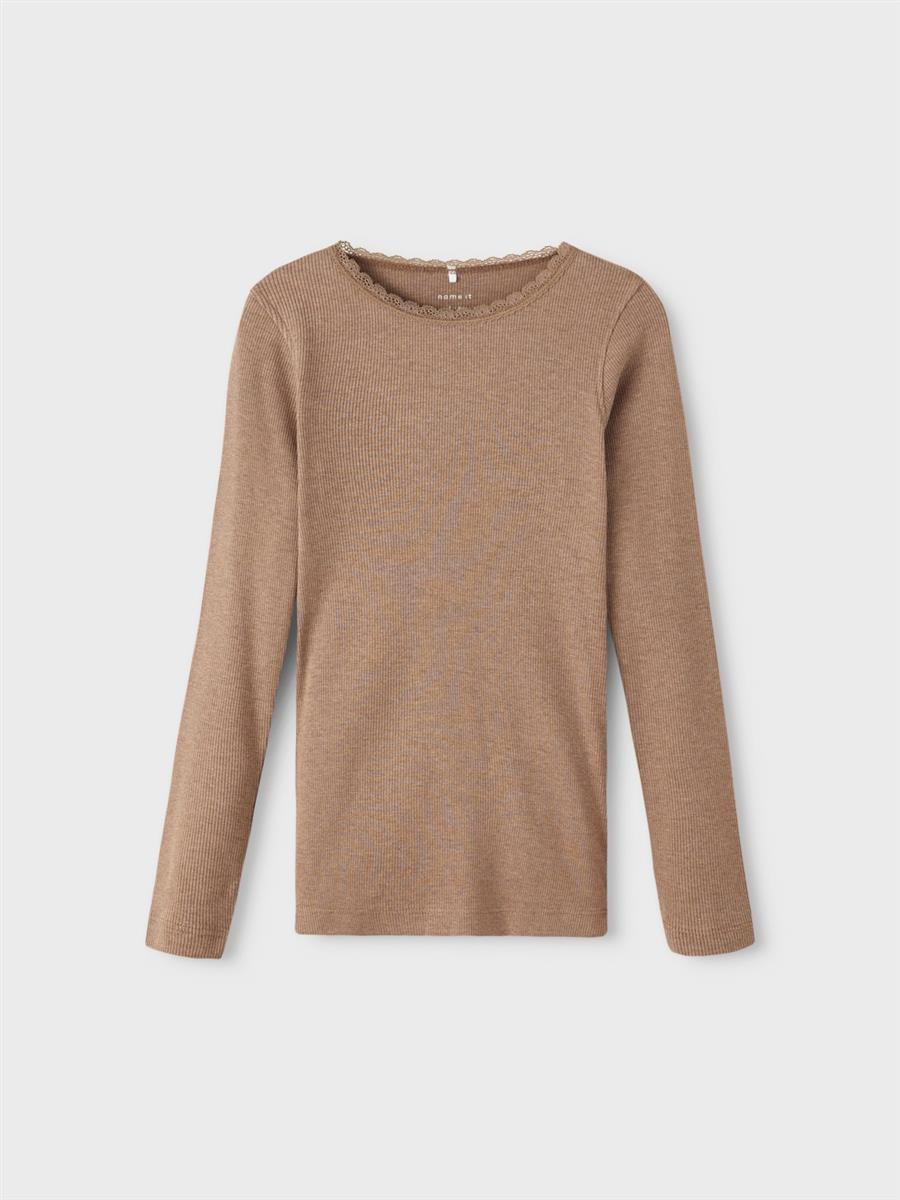 Mädchen Langarmshirt Rippshirt Rose Braun Weinrot  edel weich Teenager