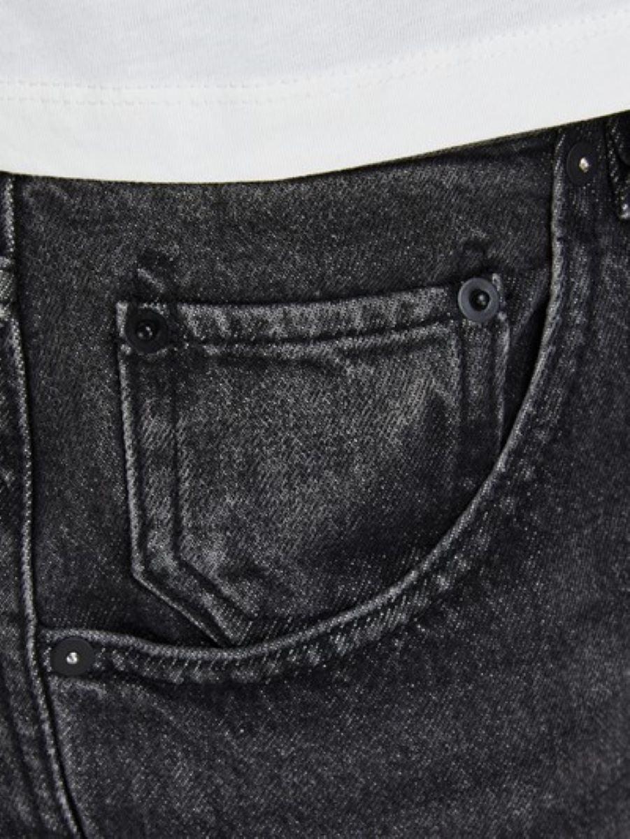 Jack & Jones Jungen Jeans Cropped Schwarz hohe Taille cool JJIFRANK