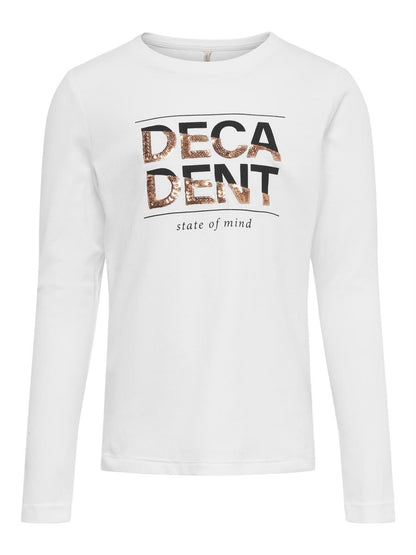 Only Mädchen Langarmshirt Pailletten Geschenkidee Weiß Lila festlich