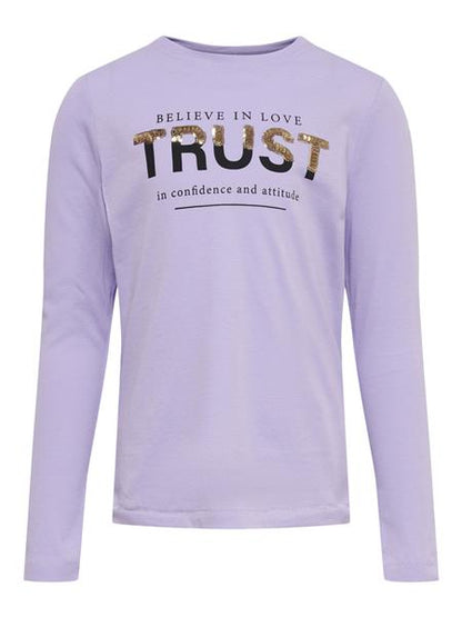 Only Mädchen Langarmshirt Pailletten Geschenkidee Weiß Lila festlich