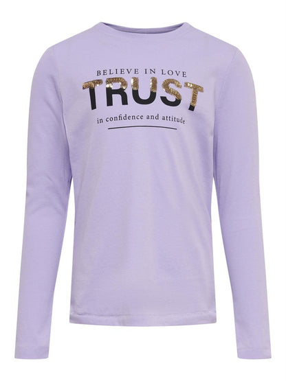 Only Mädchen Langarmshirt Pailletten Geschenkidee Weiß Lila festlich