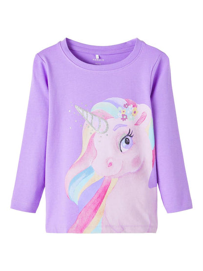 Name it Mädchen Langarmshirt Einhorn Glitzer Geschenk NMFBONNIE