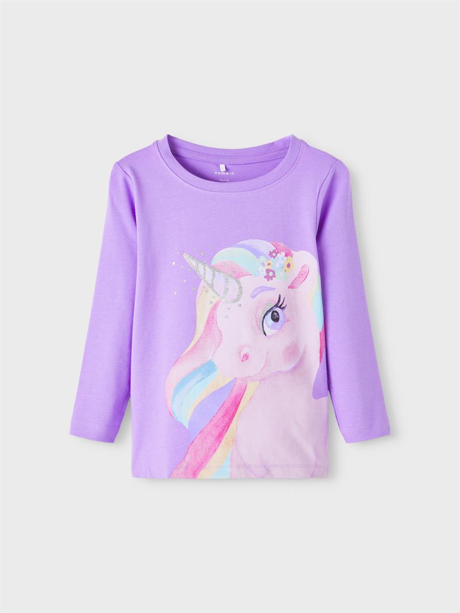 Name it Mädchen Langarmshirt Einhorn Glitzer Geschenk NMFBONNIE