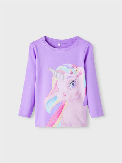 Name it Mädchen Langarmshirt Einhorn Glitzer Geschenk NMFBONNIE