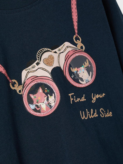 Mädchen Langarmshirt Glitzer Geschenkidee aufklappbare Applikationen