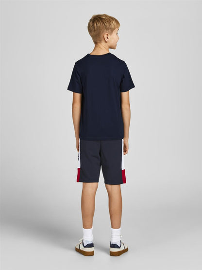 Jack & Jones Junior Jungen T-Shirt Kurzarm Logo2 Weiß Rot Blau