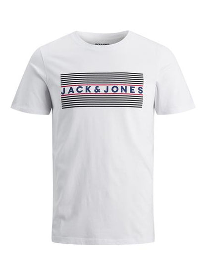 Jack & Jones Junior Jungen T-Shirt Kurzarm Logo2 Weiß Rot Blau