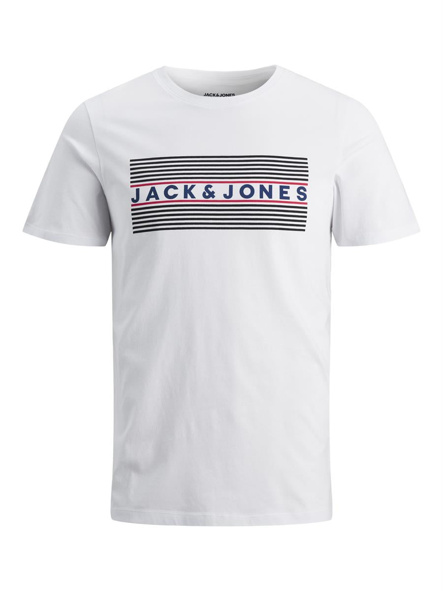 Jack & Jones Jungen T-Shirt Kurzarm Logo2 Weiß Rot Blau JJECORP