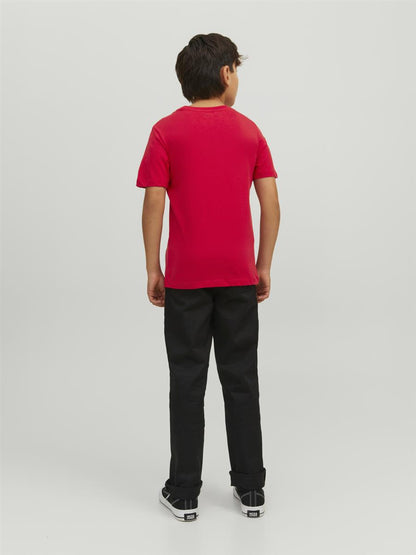 Jack & Jones Junior Jungen T-Shirt Kurzarm Logo2 Weiß Rot Blau