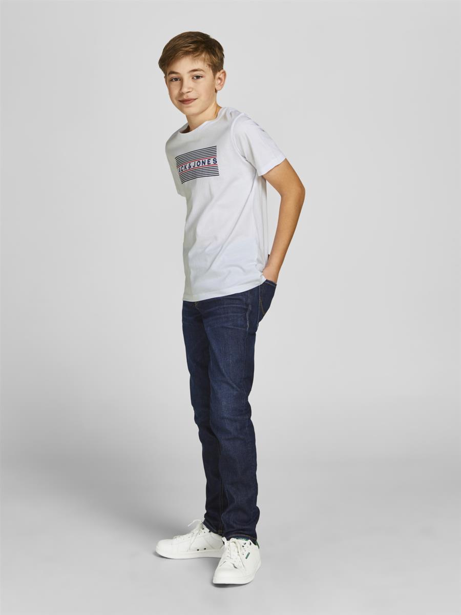 Jack & Jones Jungen T-Shirt Kurzarm Logo2 Weiß Rot Blau JJECORP