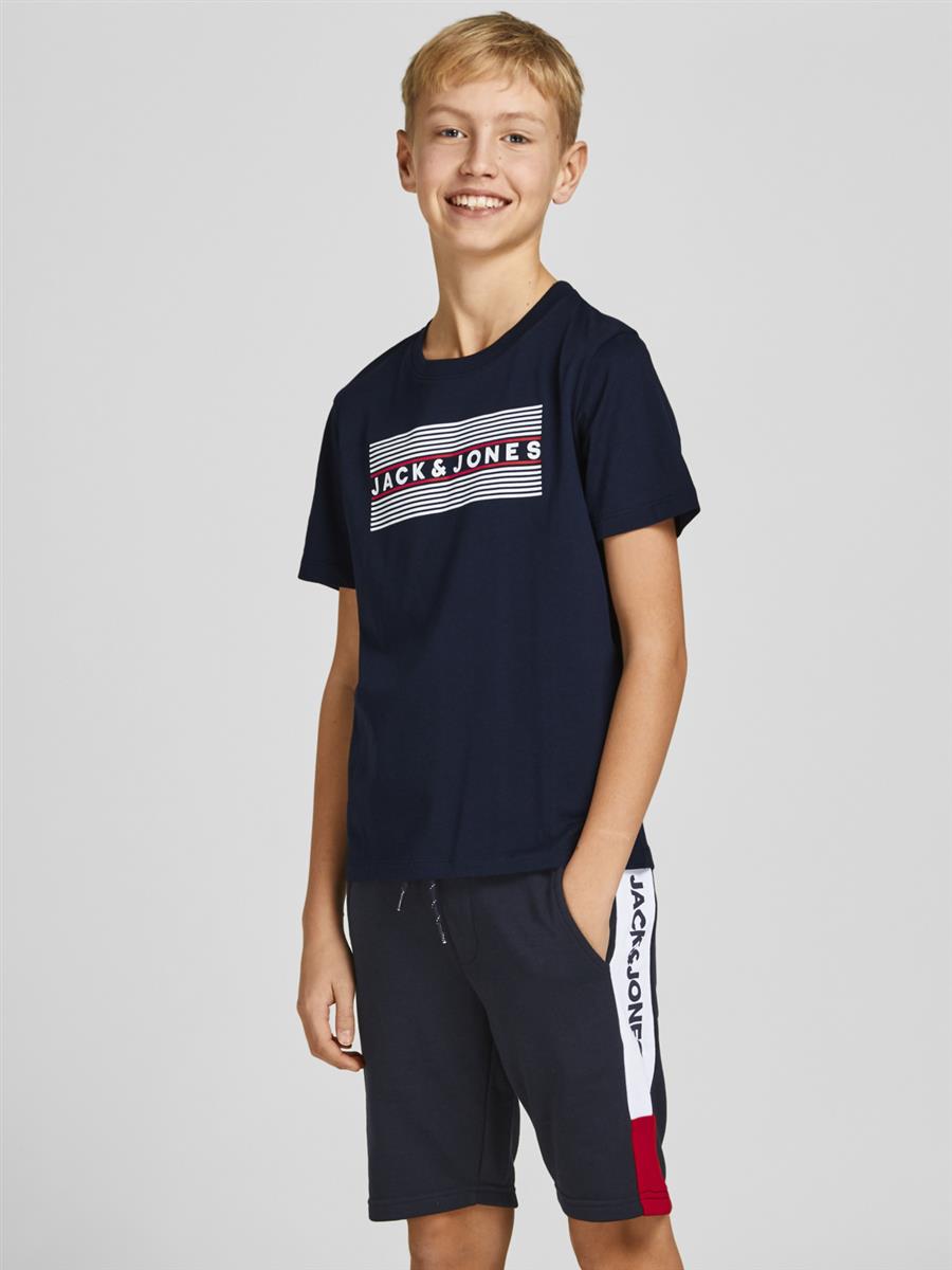Jack & Jones Jungen T-Shirt Kurzarm Logo2 Weiß Rot Blau JJECORP