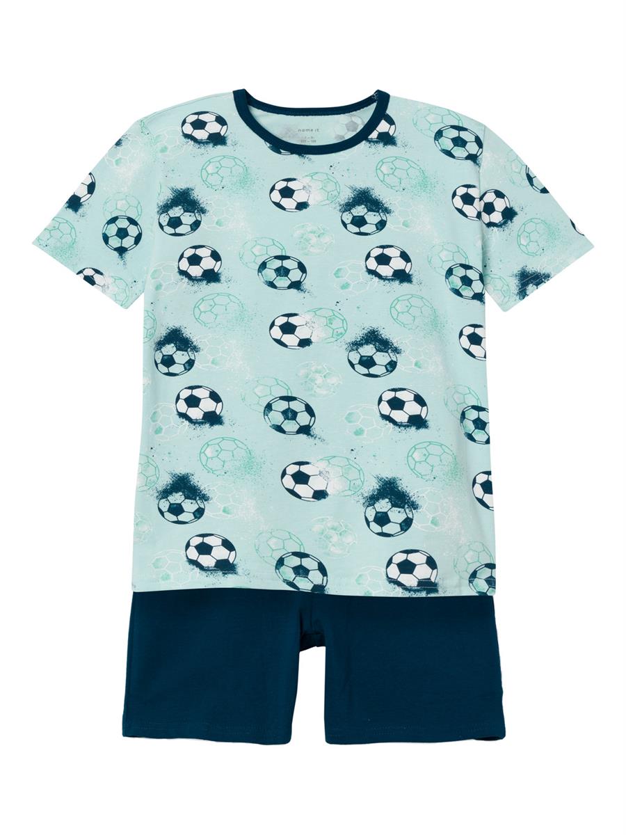 Name it Jungen Schlafanzug kurz Short Fußball  Blau NKMNIGHTSET