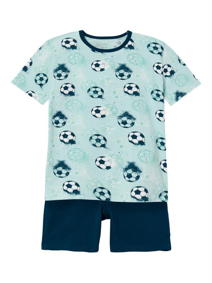 Name it Jungen Schlafanzug kurz Short Fußball  Blau Geschenkidee top