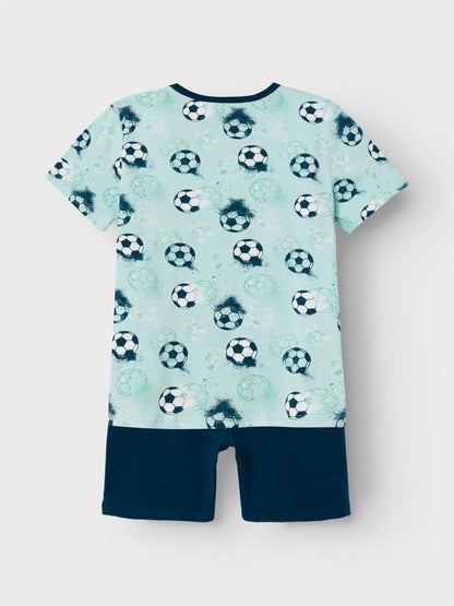 Name it Jungen Schlafanzug kurz Short Fußball  Blau Geschenkidee top