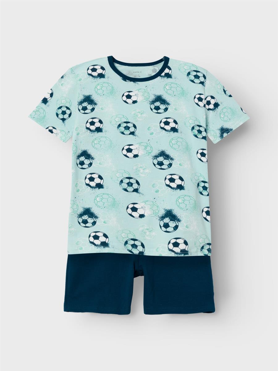 Name it Jungen Schlafanzug kurz Short Fußball  Blau NKMNIGHTSET