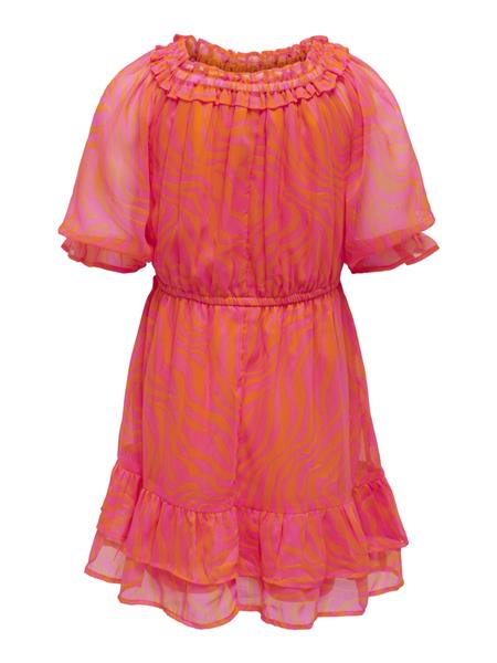 Only Mädchen Kleid Sommerkleid Chiffon 15292856 festlich schlank Orange Pink wow
