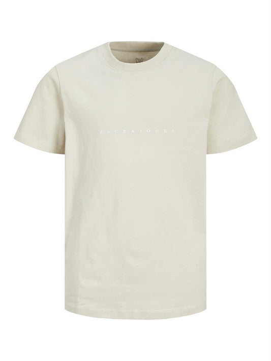 Jack & Jones Junior Jungen T-Shirt Kurzarm Stickerei edel Sand 12216486 Geschenk