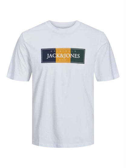 Jack & Jones Junior Jungen T-Shirt Kurzarm  Weiß Gelb Blau Rot