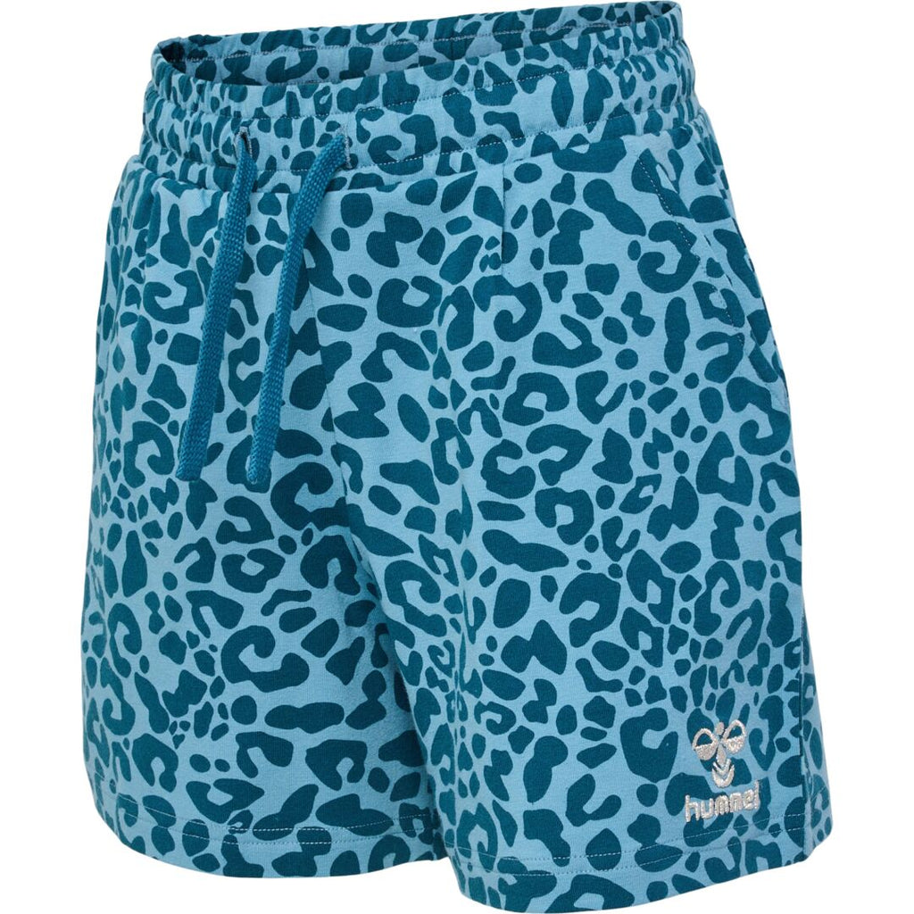 Hummel Mädchen Shorts Sweatshorts Leomuster Türkis edel Geschenk