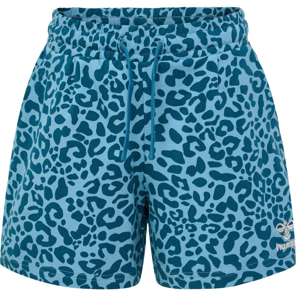 Hummel Mädchen Shorts Sweatshorts Leomuster Türkis edel Geschenk