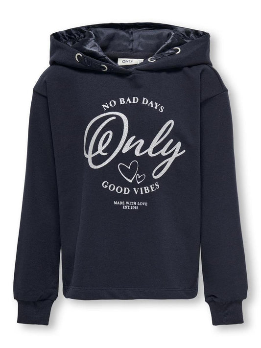 Only Mädchen Kapuzenpullover Kapuzensweat Hoodie 15313715 Dunkelblau Silber