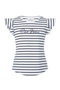 PIER NINE Mädchen T-Shirt  Weiß Streifen Marine Glitzer edel