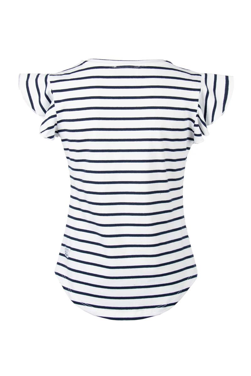 PIER NINE Mädchen T-Shirt  Weiß Streifen Marine Glitzer edel
