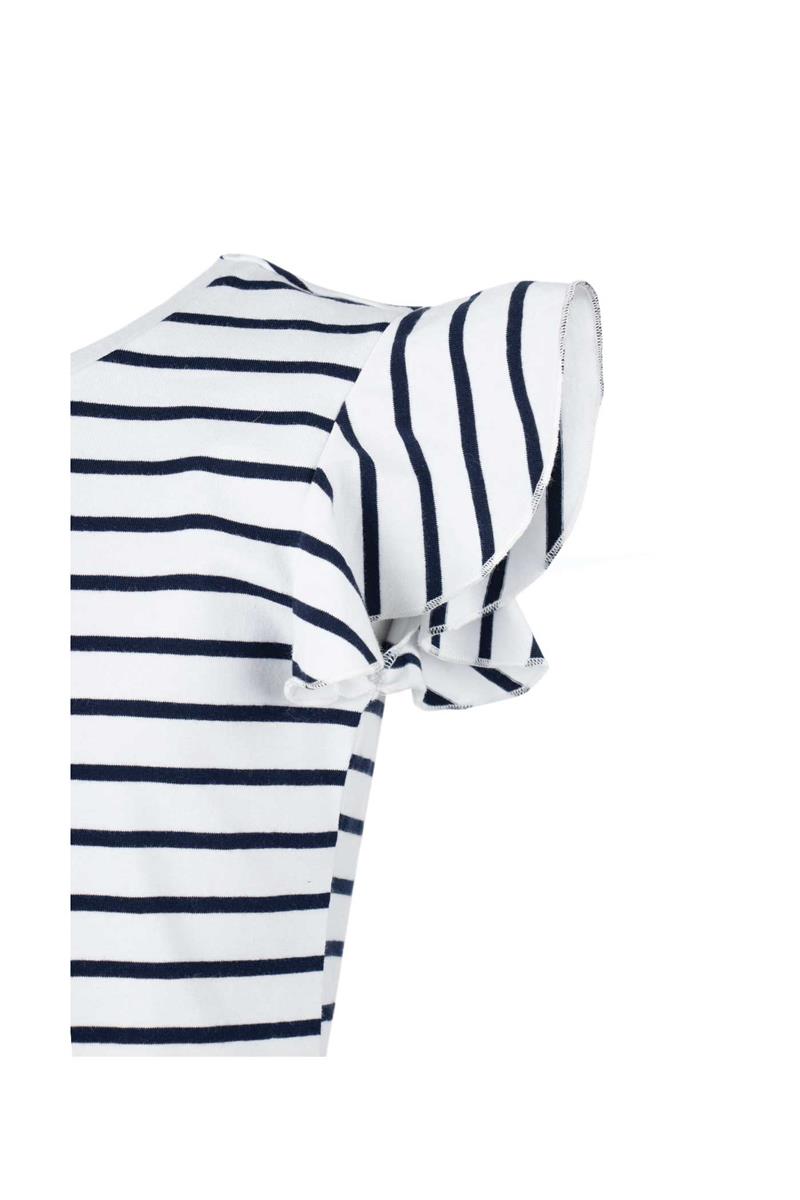 PIER NINE Mädchen T-Shirt  Weiß Streifen Marine Glitzer edel
