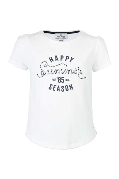 PIER NINE Mädchen T-Shirt Weiß Marinestil Designer edel Geschenkidee