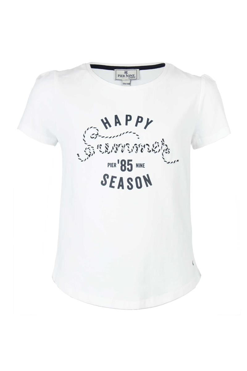 PIER NINE Mädchen T-Shirt Weiß Marinestil Designer edel Geschenkidee