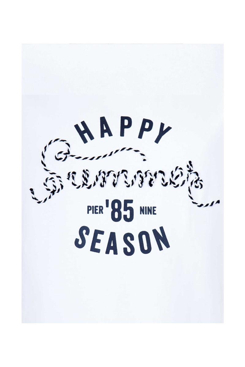 PIER NINE Mädchen T-Shirt Weiß Marinestil Designer edel Geschenkidee