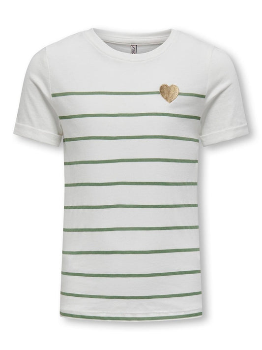 Only Mädchen T-Shirt Herz Glitzer 15329037 Streifen Geschenkidee edel