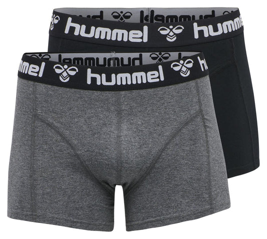 Hummel Herren Boxershorts 2er Pack Logobund Schwarz Grau