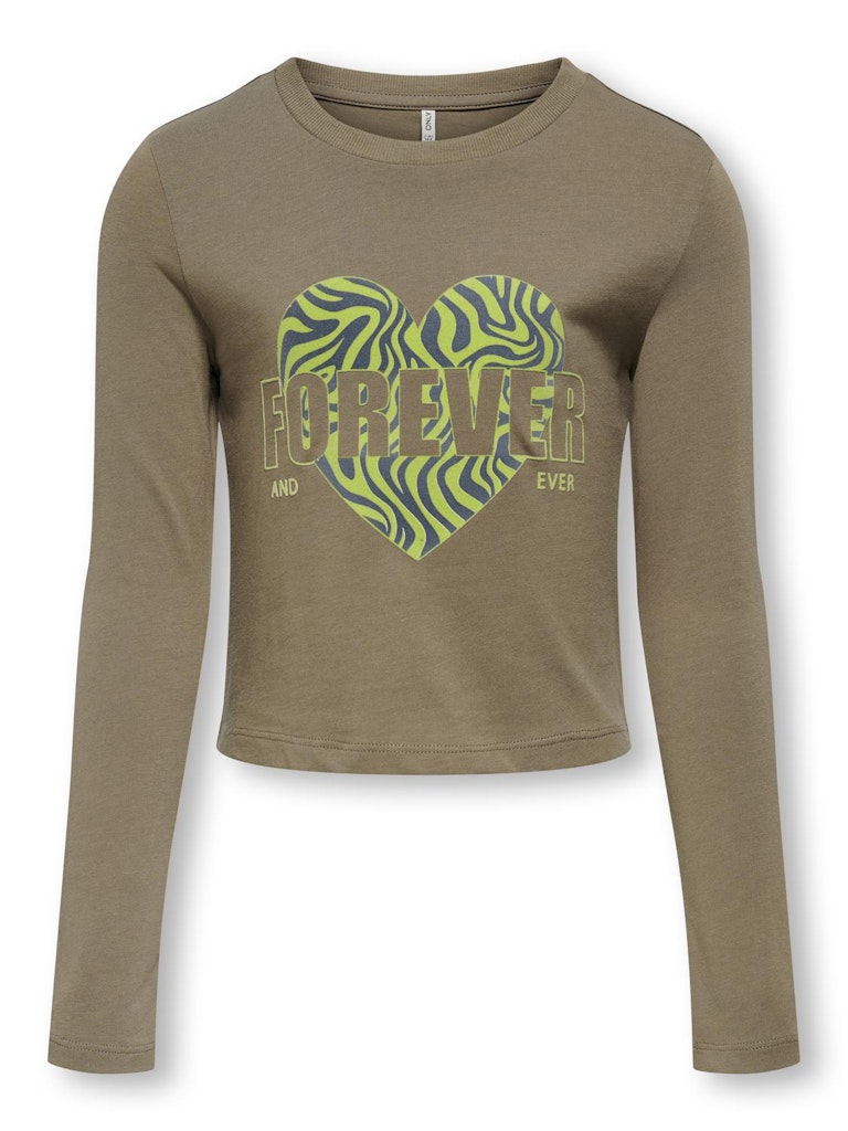 Only Mädchen Langarmshirt Braun Love KOGHALEY L/S CITY TOP