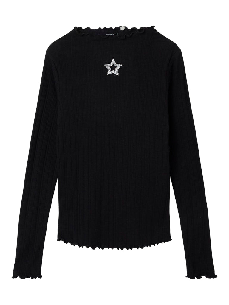 Name it Mädchen Rippshirt Glitzer NKFRUMALA