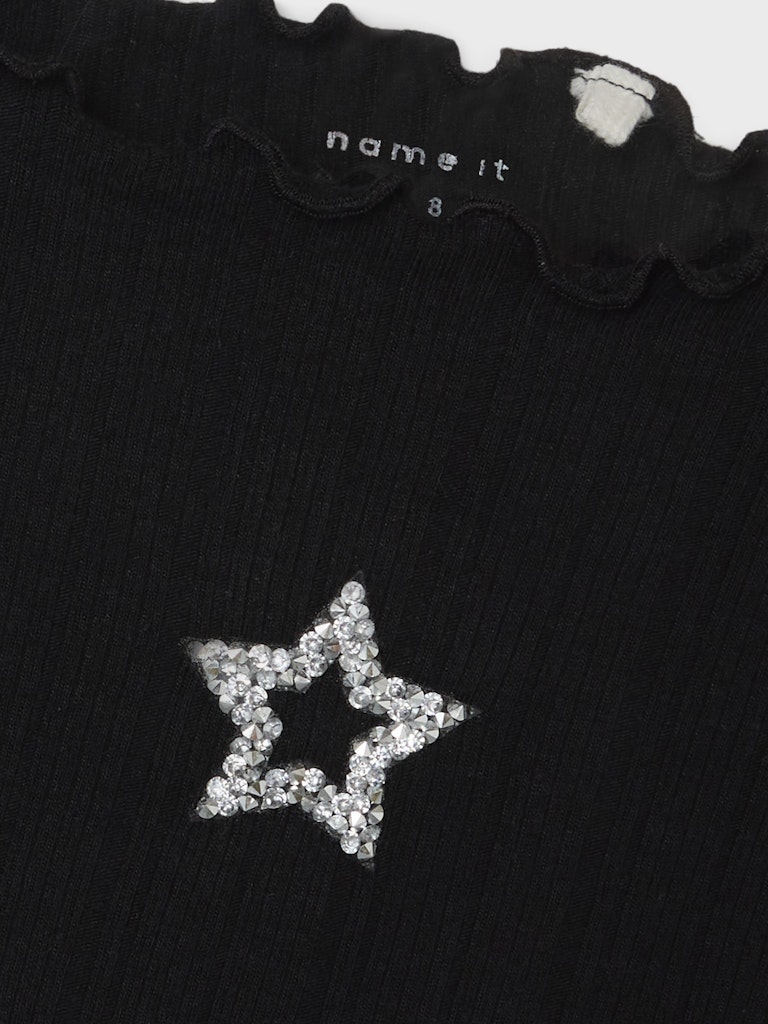Name it Mädchen Rippshirt Glitzer NKFRUMALA
