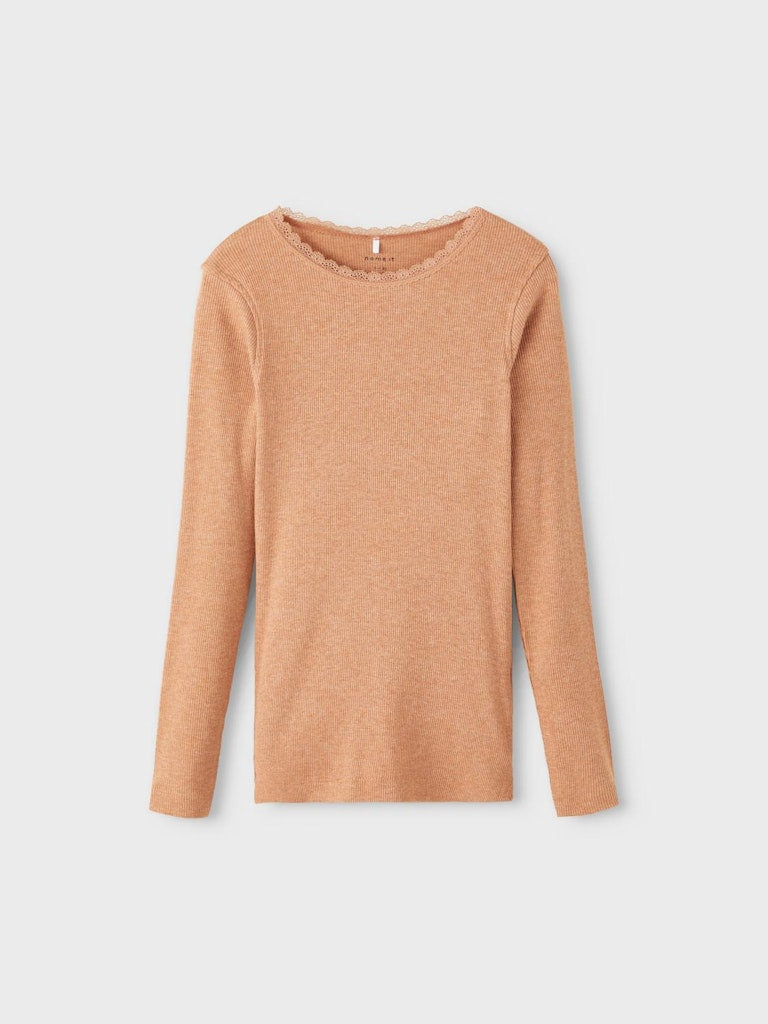 Mädchen Langarmshirt Rippshirt Rose Braun Weinrot  edel weich Teenager