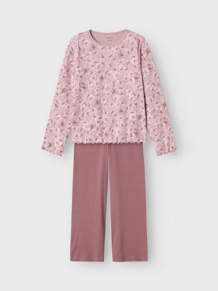 Name it Mädchen Schlafanzug Pyjama Stretch MAUVE FLOWER NKFNIGHTSET